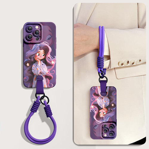 Enchanting Disney Princess Silicone Phone Case for iPhone Series with Free Wrist and Cross-Body Strap!