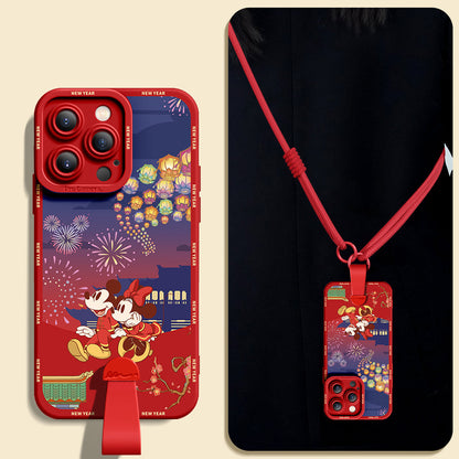 Mickey Mouse Silicone Phone Case for iPhone Series with Complimentary Wrist and Cross-Body Strap!