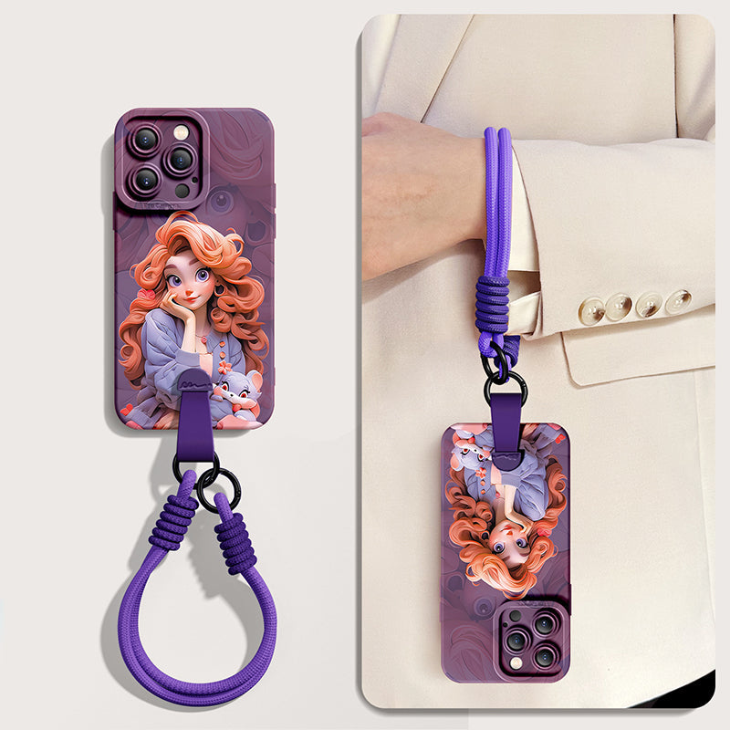 Disney Princess iPhone Case - Premium Silicone with Free Wrist Rope & Cross-Body Strap!