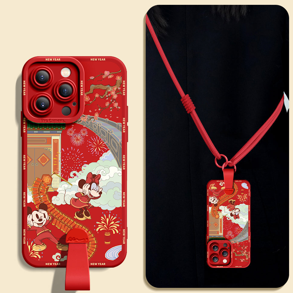 Mickey Mouse Silicone Phone Case for iPhone Series - Includes Free Wrist and Cross-Body Strap!