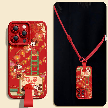 Mickey Mouse Silicone Phone Case for iPhone Series with Complimentary Wrist and Cross-Body Strap!