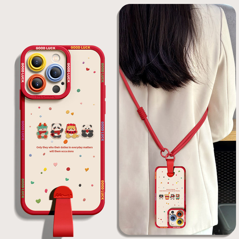 Cartoon Dragon Silicone Phone Case for iPhone Series | Includes Free Wrist and Cross-Body Strap!