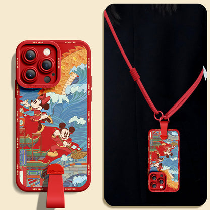 iPhone Collection | Adorable Mickey Mouse Silicone Phone Case with Bonus Wrist & Cross-Body Strap!