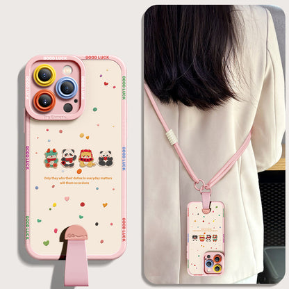 Stylish Cartoon Dragon Silicone Phone Case for iPhone Series | Includes Free Wrist & Cross-Body Strap!