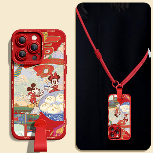 Mickey Mouse Silicone iPhone Case with Free Wrist and Cross-Body Strap!