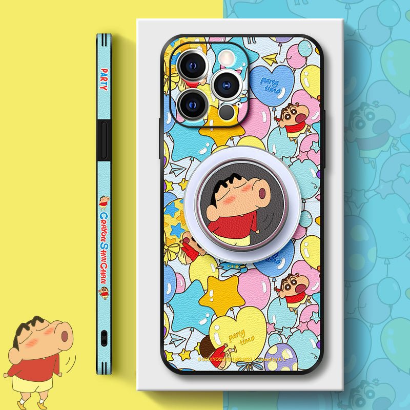 Crayon Shin-chan Leather Phone Case with MagSafe Compatibility for iPhone - Stylish & Fun Design!