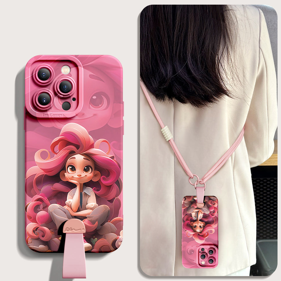 Enchanting Disney Princess Silicone Phone Case for iPhone Series | Includes Free Wrist Rope & Cross-Body Strap!