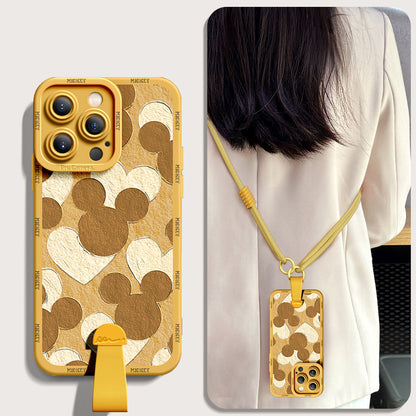 Disney-Themed Silicone Phone Case for iPhone Series with Free Wrist and Cross-Body Straps!