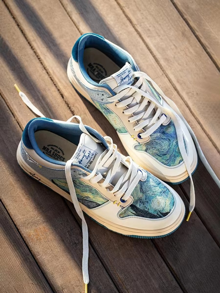 StarryWave™  Artistic Low-Top Sneaker – Hand-Painted Canvas Style