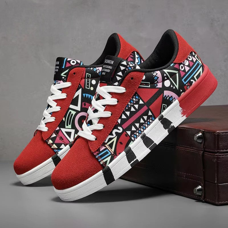 GeoVibe™ Canvas Graffiti Skate Sneaker – Retro Street Art Edition