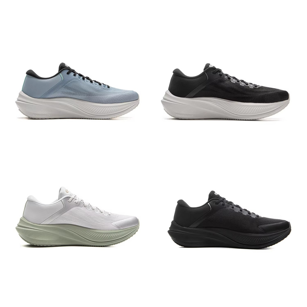 AeroStride™ Tempo Bounce Cushion Running Shoes – All-Black Reflective Performance Sneakers