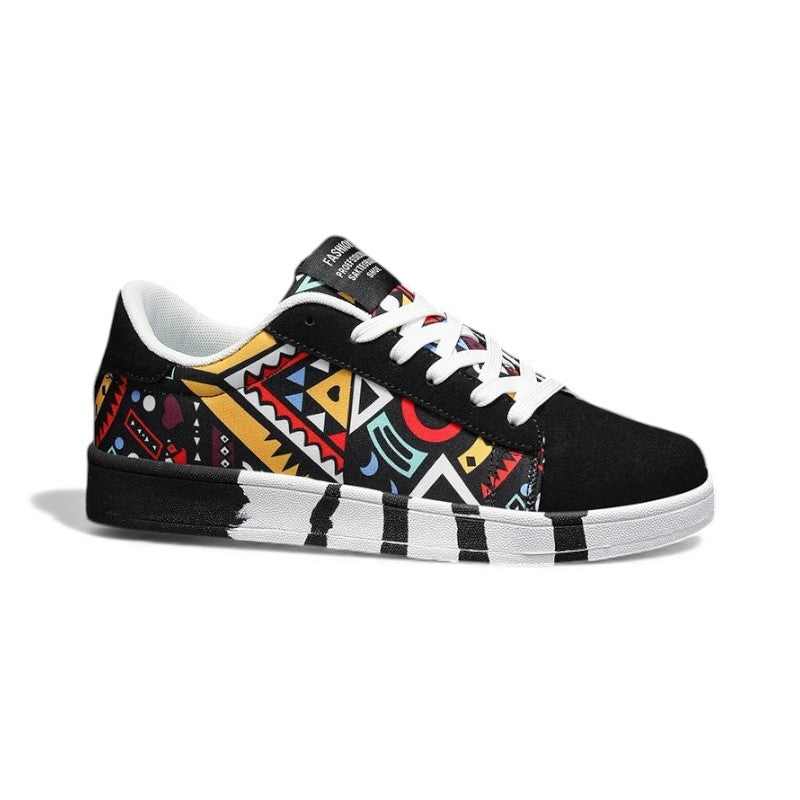 GeoVibe™ Canvas Graffiti Skate Sneaker – Retro Street Art Edition