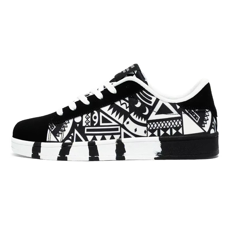 GeoVibe™ Canvas Graffiti Skate Sneaker – Retro Street Art Edition