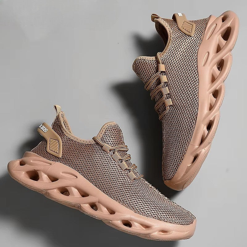 AeroBlade™ Black Tech-Mesh Running Sneakers – Hollow-Core Cushion Sole