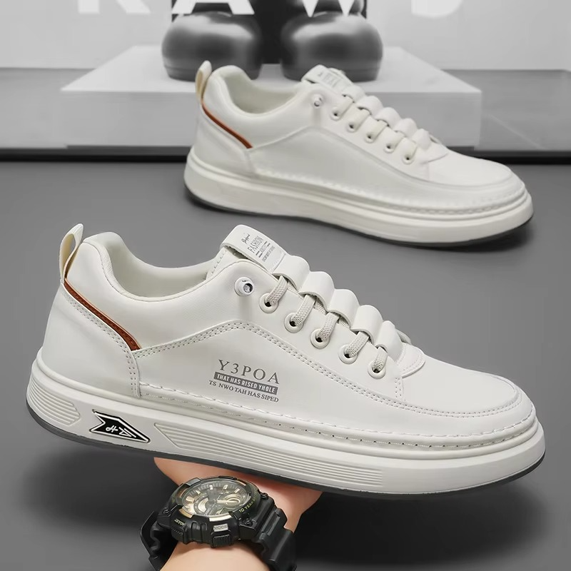 UrbanFlex™ White & Black Leather Platform Sneakers – Casual Comfort Street Style
