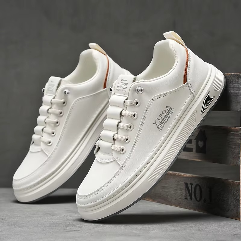 UrbanFlex™ White & Black Leather Platform Sneakers – Casual Comfort Street Style