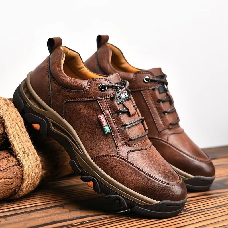 TrailCraft™ Leather Outdoor Walking Sneakers – Durable Grip Comfort Shoes