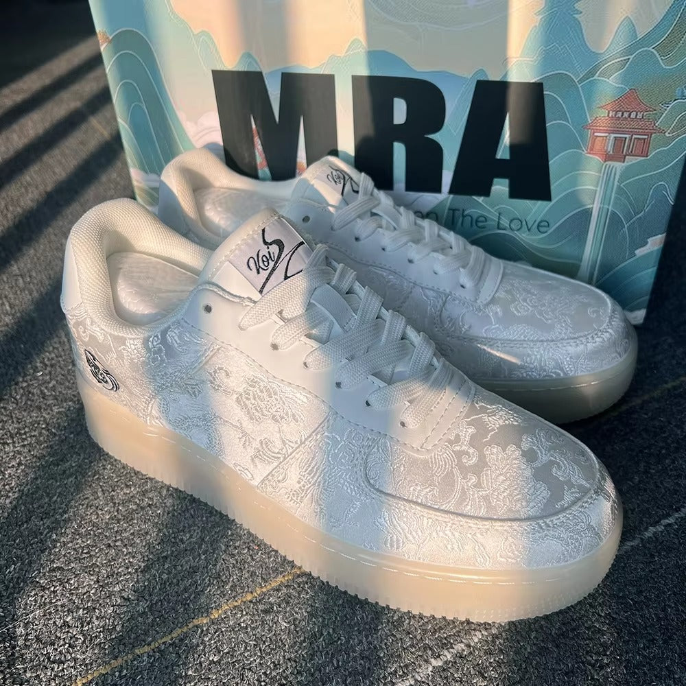 AureliCraft™ Jacquard-Weave Translucent Sole Low-Top Sneakers