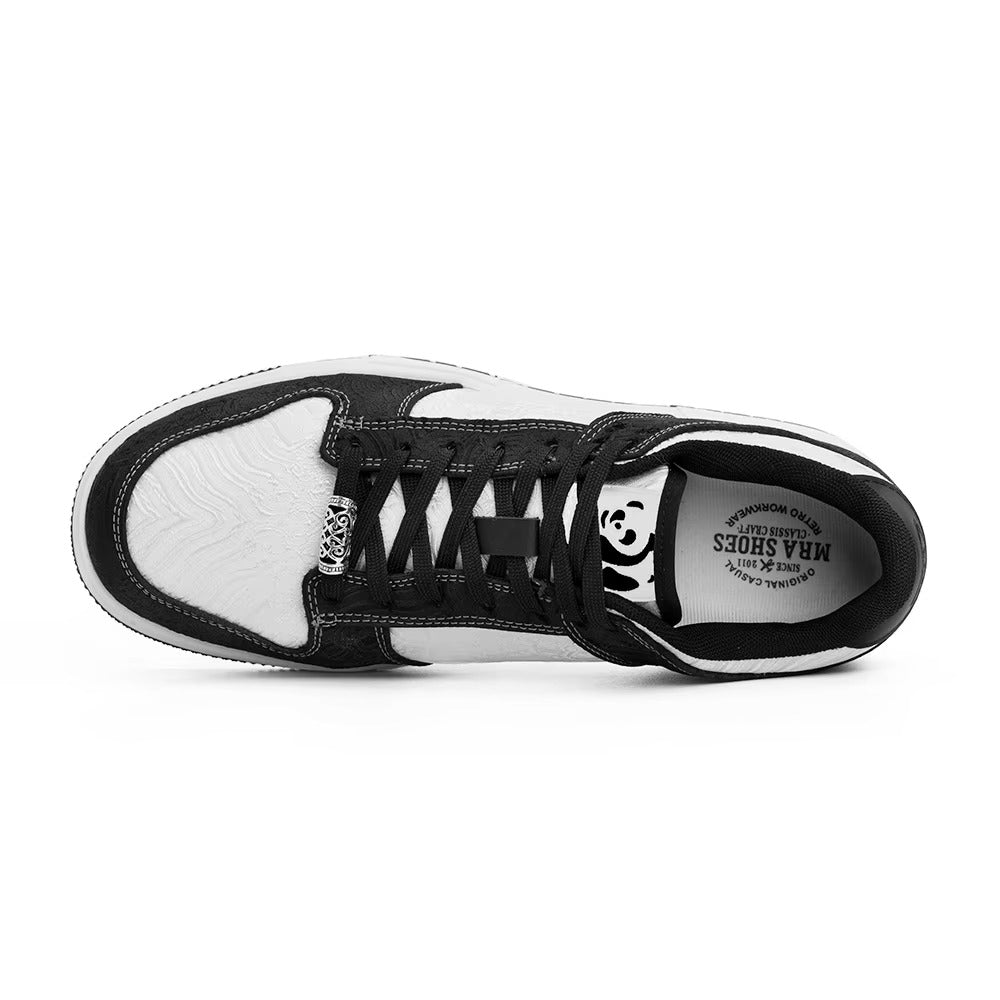 AEROVA™ Brocade Panel Low-Top Sneaker – Retro Court Style | Black & White