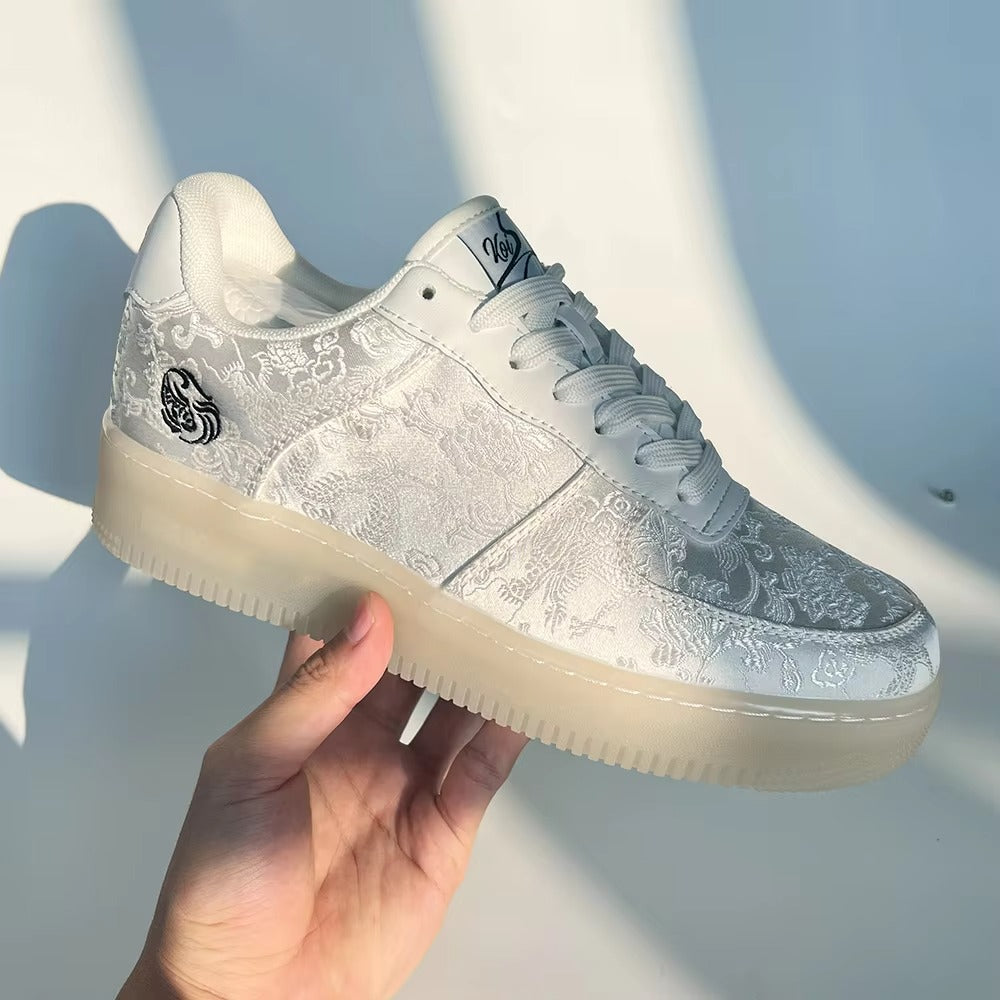 AureliCraft™ Jacquard-Weave Translucent Sole Low-Top Sneakers