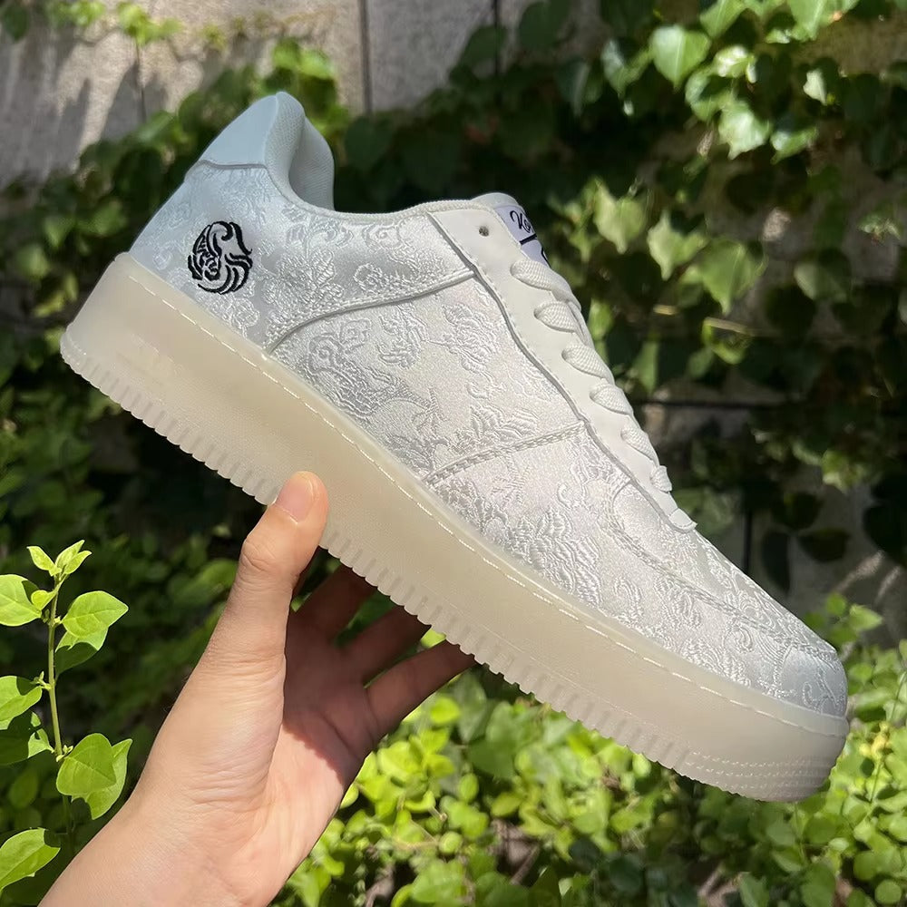 AureliCraft™ Jacquard-Weave Translucent Sole Low-Top Sneakers