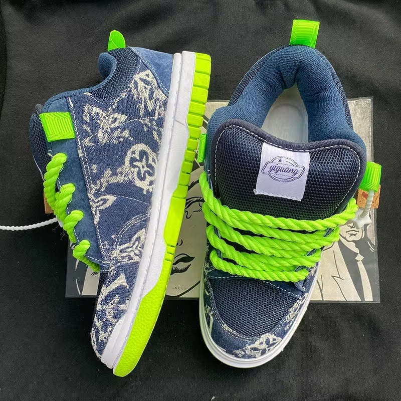 Ravexa™ StreetCore Rope-Lace Mixed-Material Skate-Style Sneakers