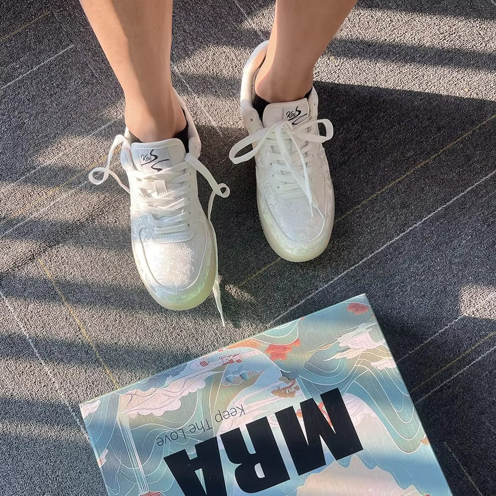 AureliCraft™ Jacquard-Weave Translucent Sole Low-Top Sneakers