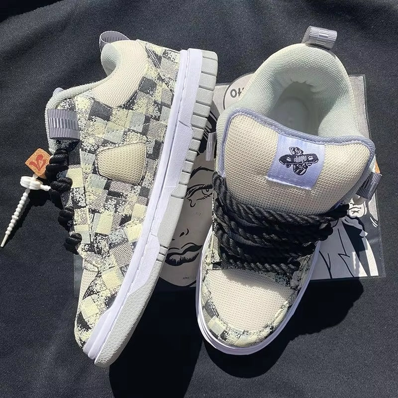 Ravexa™ StreetCore Rope-Lace Mixed-Material Skate-Style Sneakers