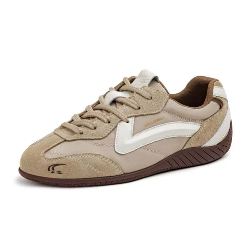 VELORUN™ Retro Racing Trainer – Vintage Patchwork Thin-Sole Sneaker