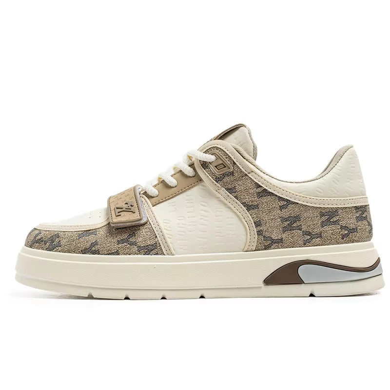 Men’s Retro Court Street Sneakers | Denim Panel Skate-Style Casual Shoes