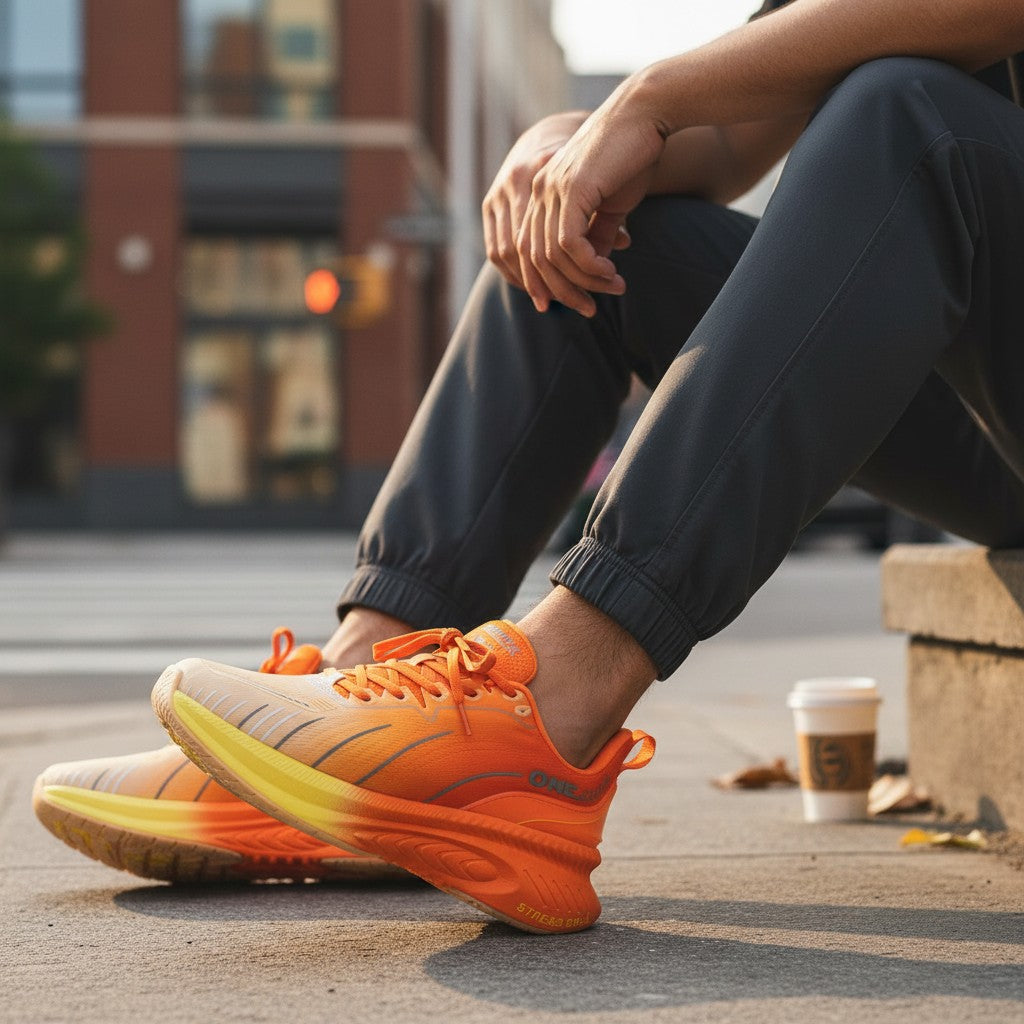 NovaSprint™ Blaze Orange Performance Runners – Max Cushion Stability Shoes